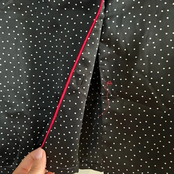 In Bloom Black and White Polka Dot Pajama Top with Red Trim - Picture 3 of 6